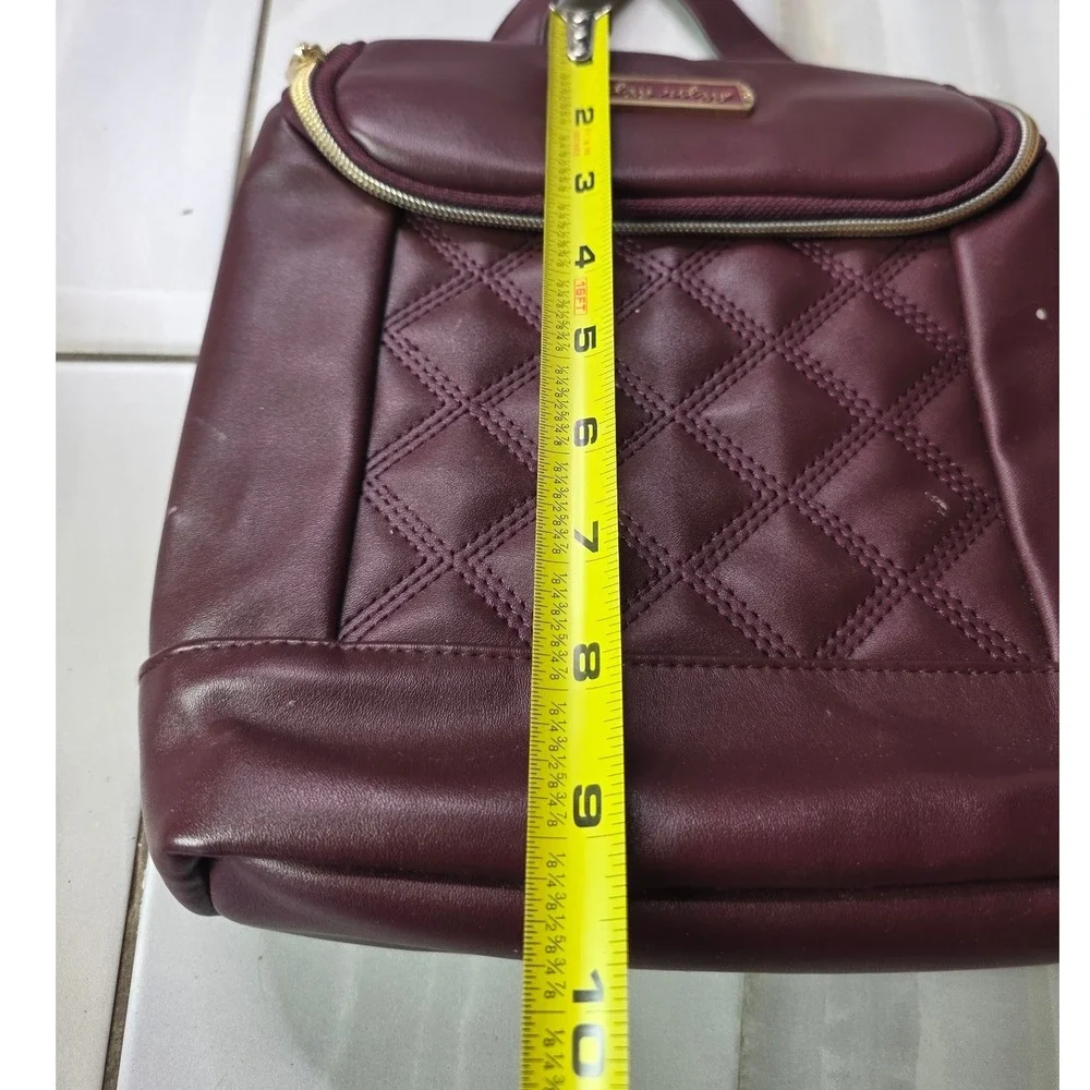 Itzy Ritzy Chill Like a Boss Insulated Bottle Bag Burgundy Quilted Vegan S3